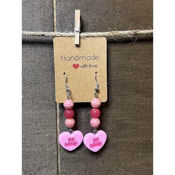 Handmade Valentines Day Earrings - Picture 1 of 2
